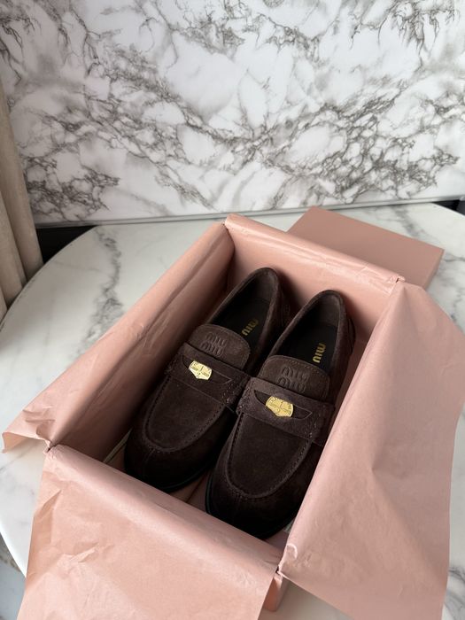 Mokasyny Miu Miu Brown Suede