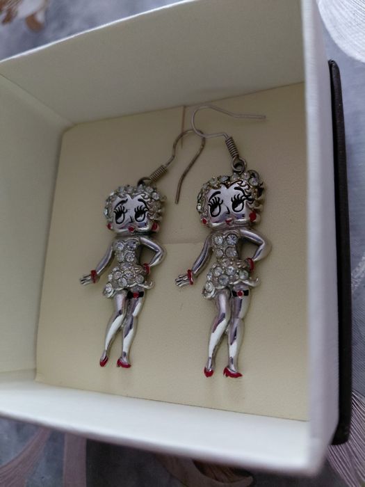 Серьги Betty Boop эмаль и камни