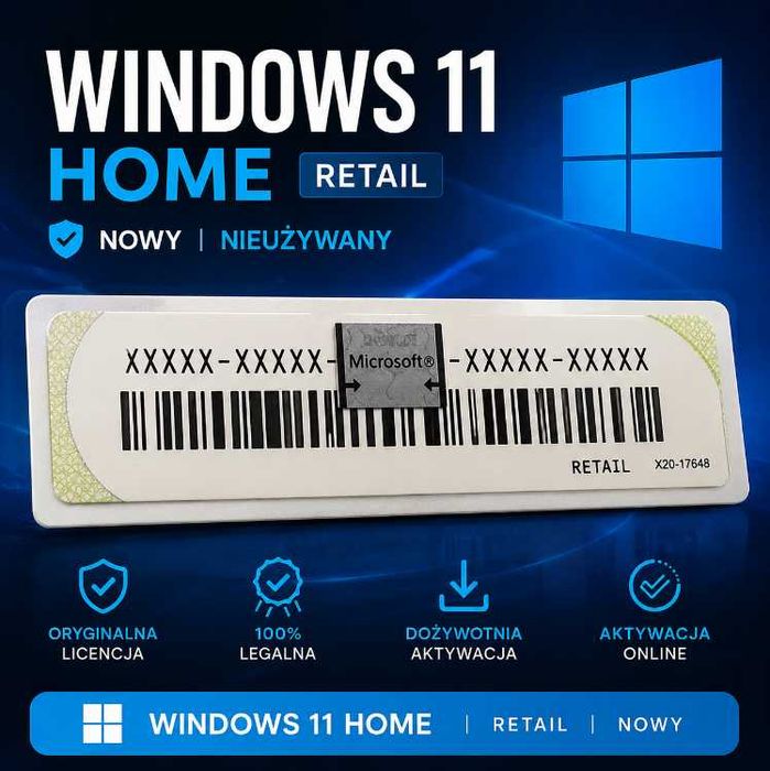 Windows 11 Home Coa Naklejka RETAIL - Licencja Wieczysta