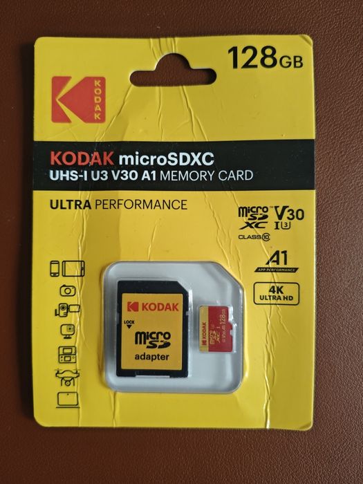 Карта памяти Kodak microSDHC 128GB UHS-I U3 V30 A1 Class 10