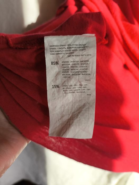 Reserved YFL 38 M 40 L  bluzka T shirt czerwona wiskoza len krótki rękaw