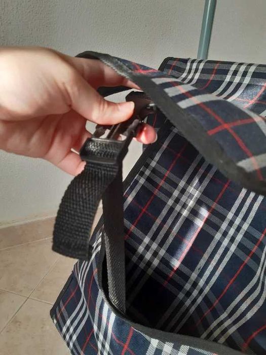 Carrinho para compras xadrez azul marinho