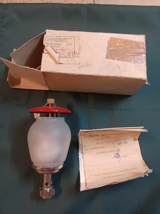 Lampa gazowa prl nowa z papierami
