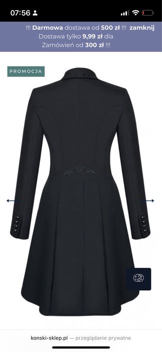 Frak jaskolka ujezdzeniowy dlugi jezdziecki FP DOROTHEE CHIC 38/M