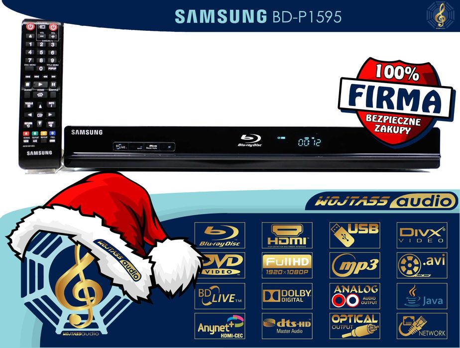 Multimedialny odtwarzacz Blu-Ray SAMSUNG BD-P1595 DivX MP3 USB avi