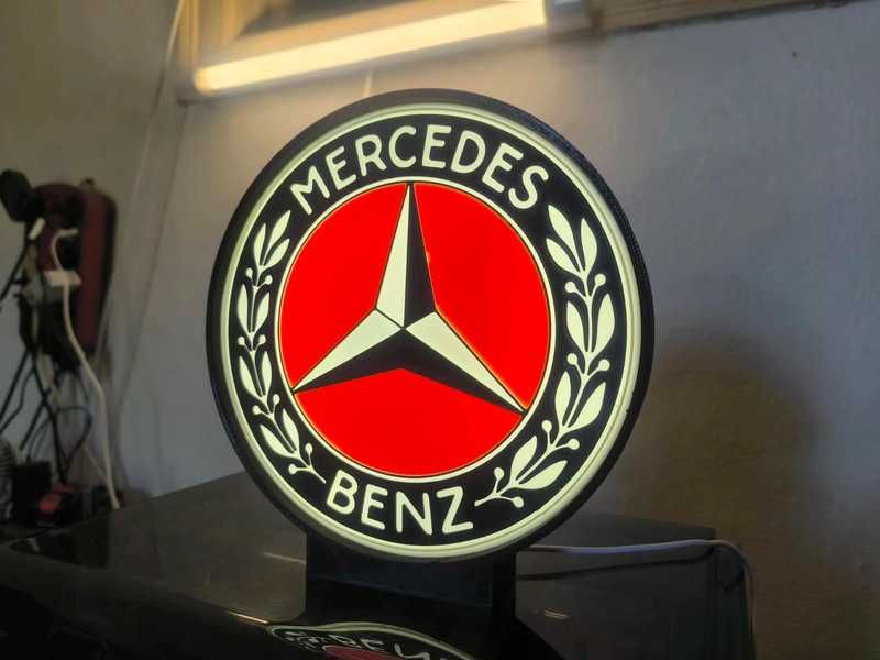 Lightbox luminaria decorativa Mercedes-Benz Vintage logo