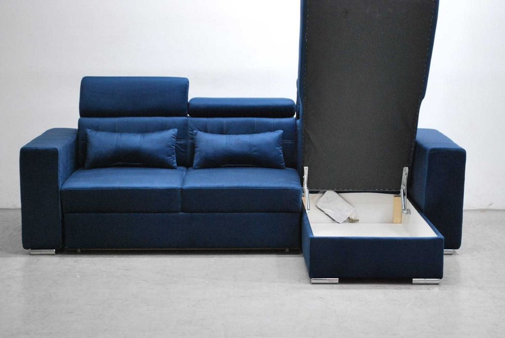 PXz NOWOCZESNY NAROŻNIK z funkcja spania + pojemnik M77 monolith