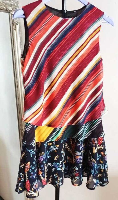 Desigual Naticos Sukienka z falbanami rozmiar 40