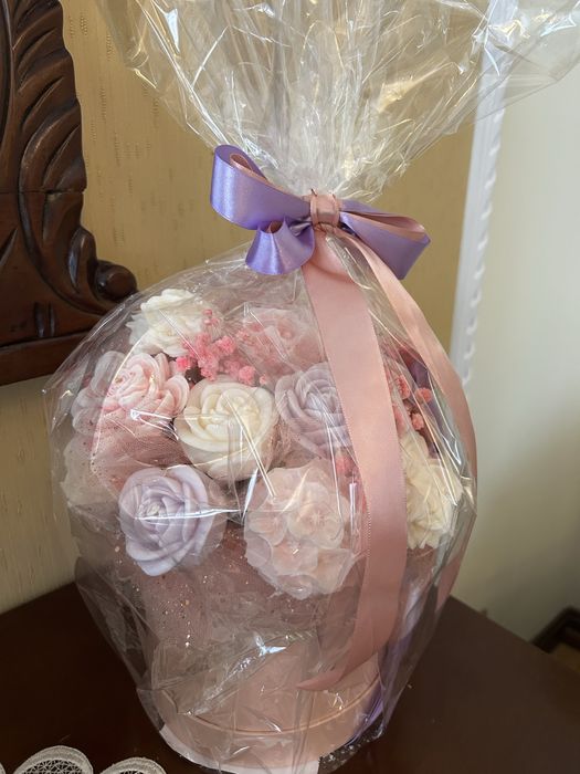 Duży flowerbox z świec sojowych prezent