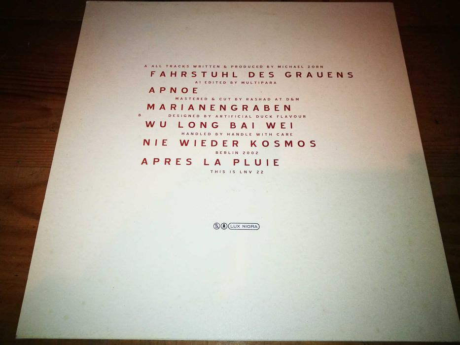 ZORN   (MUSICA ELECTRONICA)  - Apnoe (ED Alemã - 2002) LP