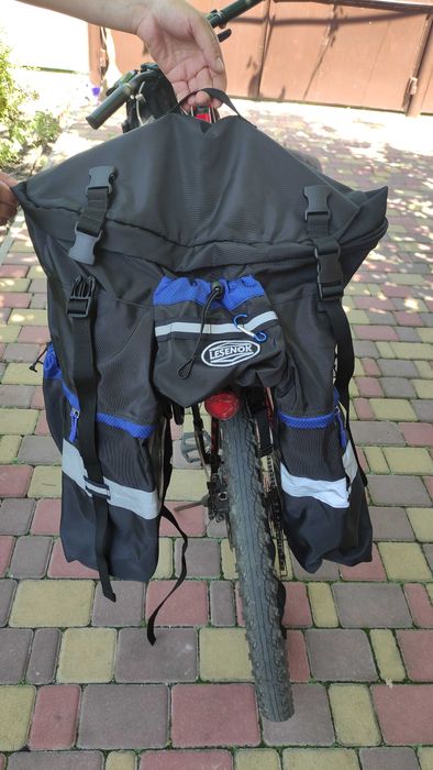 Велобаул LESENOK 80L 3-в-1, велосипедна сумка велоштани велосумка