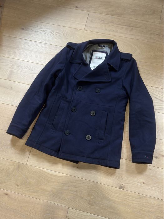 Płaszcz męski dwurzędowy Tommy Jeans wełniany roz S / M