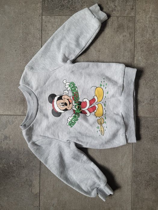 szara bluza dresowa, świąteczna, Myszka Miki, Disney, 12-18 m-cy, 86
