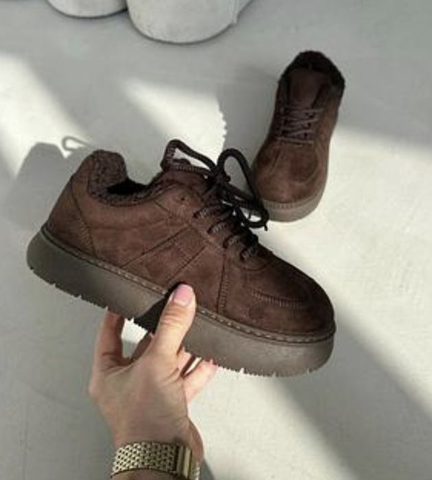 Стильні,зимові натуральні, шоколадні хайтопи, кросівки- угі