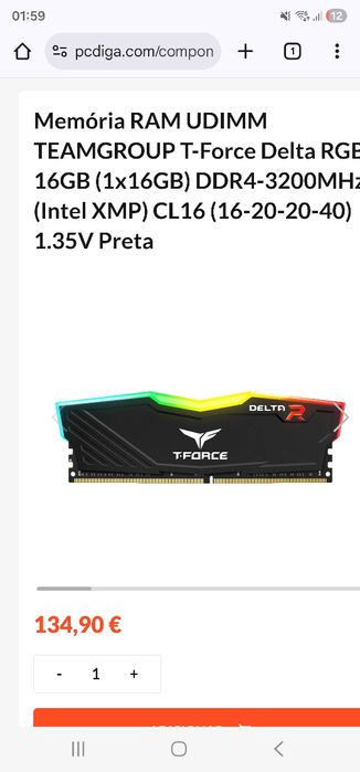 Memoria ram 16gb ddr4 3600 rgb

Esta em otimo estado. Usada apenas 1 a