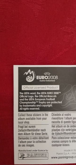 Cromo Uefa Euro 2008 - Miguel Veloso