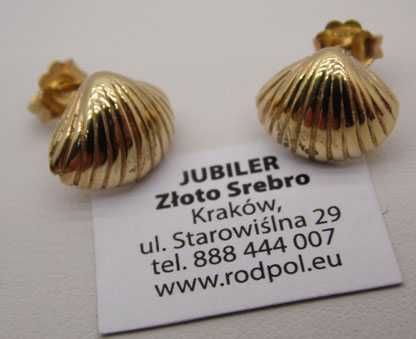 Kolczyki muszelki srebro złocone sztyfty