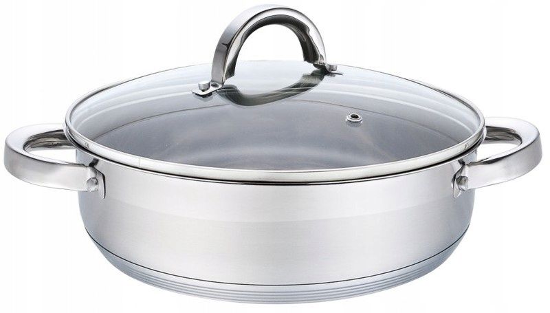 garnek niski szeroki stal solidny śr. 28x11cm / 6l