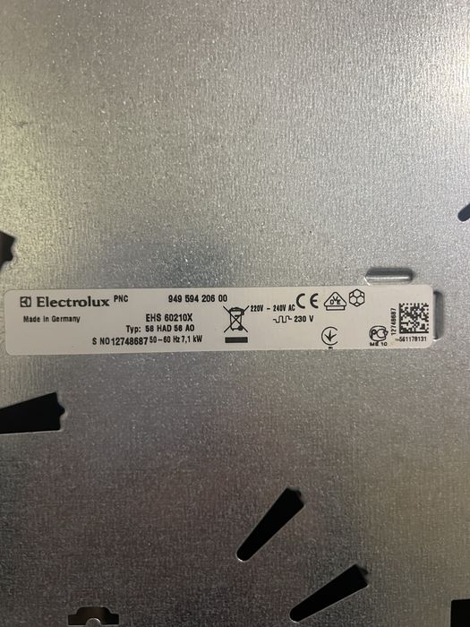 Запчастини до Електричноі поверхні ELECTROLUX EHS 60210 X