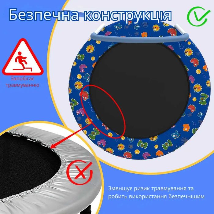 Дитячий кімнатний батут з ручкою WCG 92 см Помаранчевий з ілюстраціями