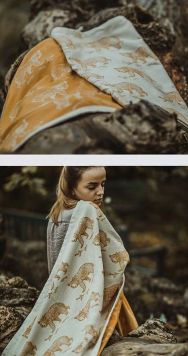 Chusta do noszenia Roar Wraps Les Oursons niedźwiedzie bawełniana nowa