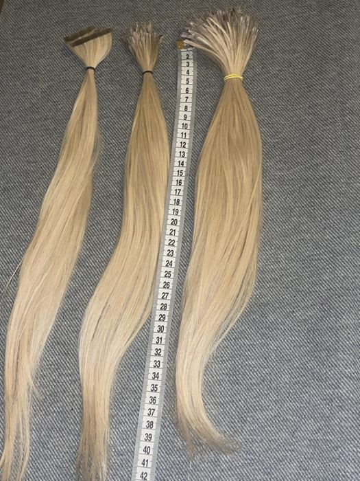 Włosy jasny blond do przedłużania keratyna 40-45 cm
