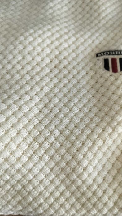 Sztokholm sweter męski L bawełna elegancki ekri swetry logowany Morris