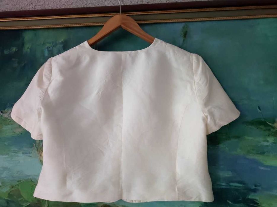 żakiet bolerko marynarka narzutka jedwabna metaliczna  elegancka