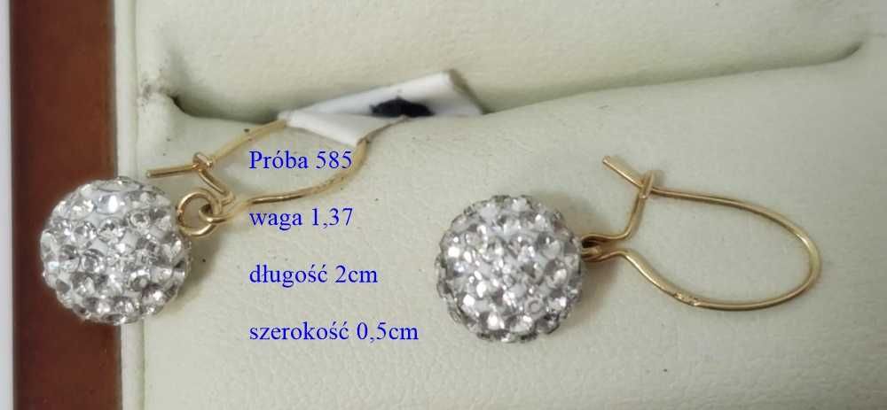Prześliczne złote kolczyki 585
