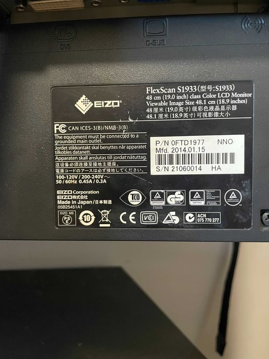Monitor EIZO 19 polegadas FlexScan S1933