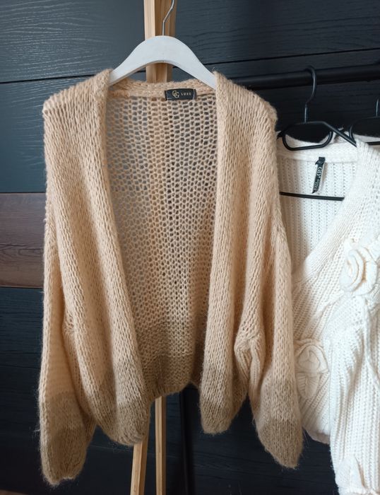 Sweter kardigan GG Luxe S/M/L moher Made in Italy