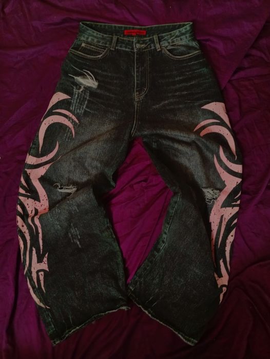 Jaded London Pink Blade Legit baggy jeans represent