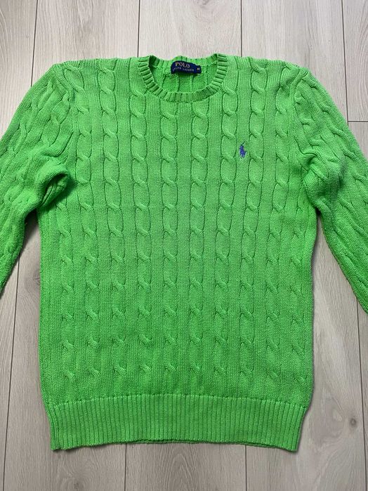 RALPH LAUREN r.M oryginalny sweterek bawełniany warkocz