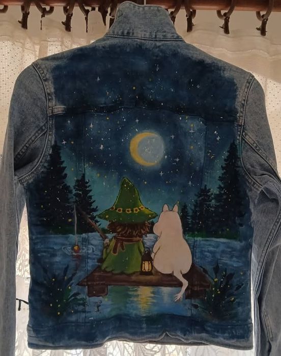 Ręcznie malowana kurtka jeansowa