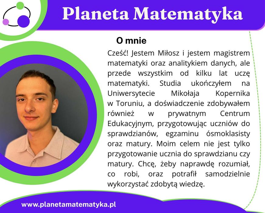 Matematyka online - szkoła podstawowa, liceum, technikum, E8, Matura | Metoda 50:30:20