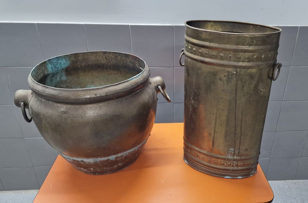 Vaso + chapeleira em cobre