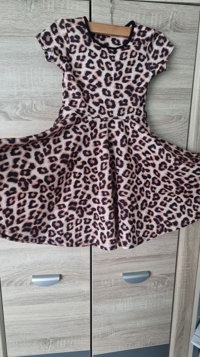 Sukienka lampart 7-8 lat