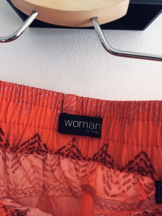 Spódnica maxi dluga czerwona basic tchibo tcm