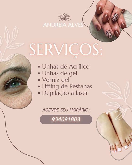 Unhas gel, acrílico , lifeting pestanas