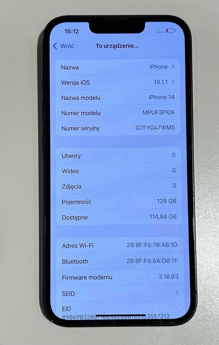 iPhone 14, Midnight, 128GB **GRATIS** dwie obudowy