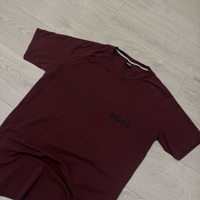 Преміум Бордова футболка Хуго БОСС BOSS Maroon Sourced, розмір факт XL