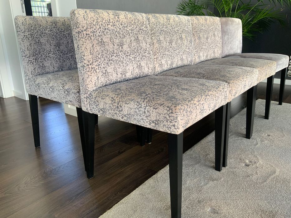 Conjunto de 8 cadeiras modernas — estrutura Paços de Ferreira + tecido premium Osborne & Little