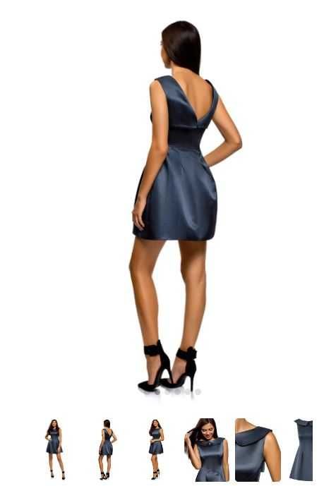 Сукня чорна кежуал сукня кльош, з посадкою по талії Oodji однотонна