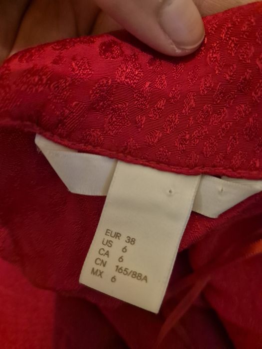 Czerwona sukienka maxi wiskoza elegancka wizytowa H&M 38/M
