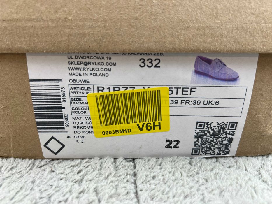 Buty damskie skórzane półbuty Ryłko 39