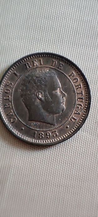 Lote 4 Moedas 5 Réis D. Carlos I Portugal (1892, 1893)