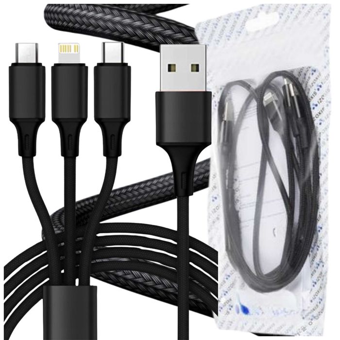 Kabel USB do ładowarki 3w1 MicroUSB / LIGHTNING / USB-C