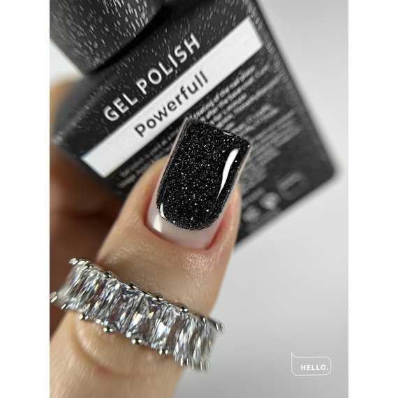 Гель-лак світловідбиваючий HEYLOVE Gel Polish Powerfull чорний, 15 мл