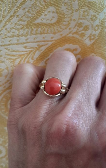 R.16 Retro Pierścionek 3.83g Koral nat. Złoto 585 WYCENA