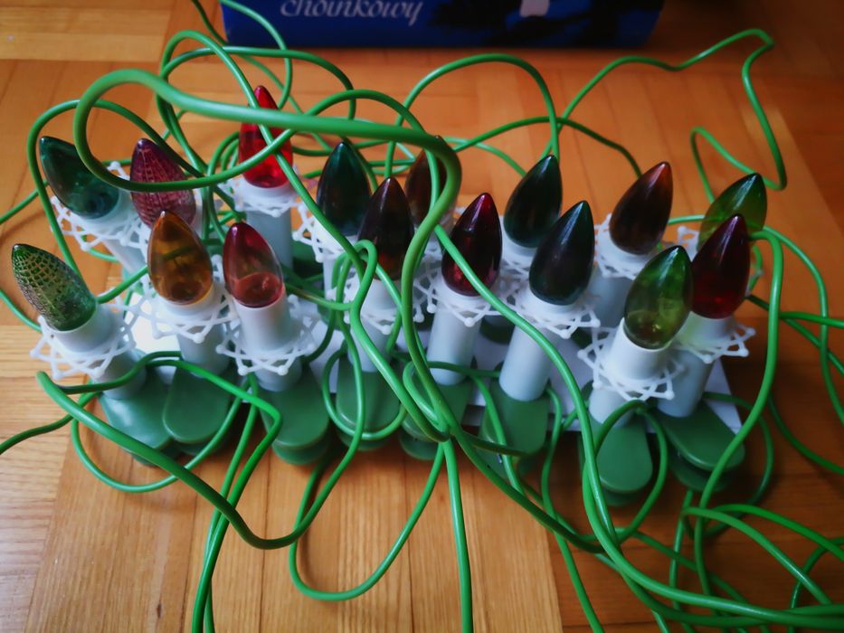 Oświetlenie na choinkę, lampki, świeczki PRL